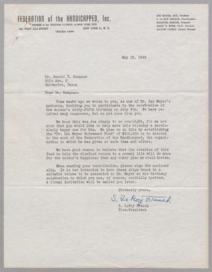 [Letter from the Federation of the Handicapped, Inc. to D. W. Kempner, May 18, 1949]
