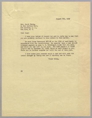 [Letter from Daniel W. Kempner to Inge Honig, August 8, 1949]