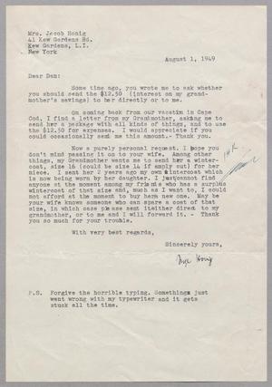 [Letter from Inge Freund Honig to D. W. Kempner, August 1, 1949]