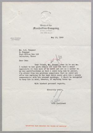 [Letter from Leslie Coleman to D. W. Kempner, May 13, 1949]