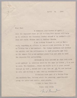 [Letter from Erich Freund to D. W. Kempner, April 9, 1949]
