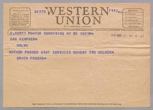 [Telegram from Erich Freund to Daniel Webster Kempner, March 26, 1949]