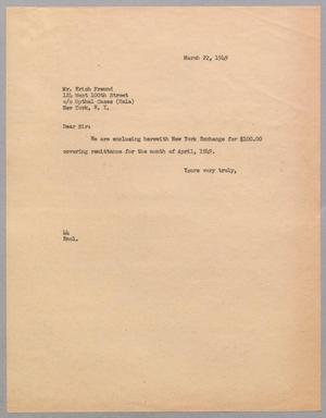 [Letter from Blackshear A. H., Jr. to Erich Freund, March 22, 1949]