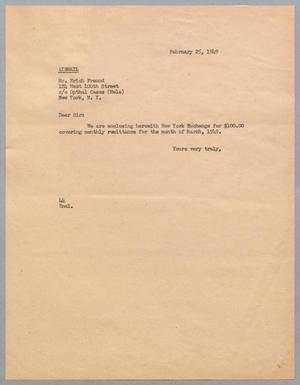 [Letter from A. H. Blackshear, Jr. to Erich Freund, February 25, 1949]