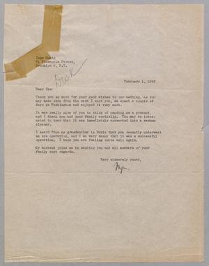 Primary view of object titled '[Letter from Inge Freund Honig to I. H. Kempner, February 1, 1949]'.