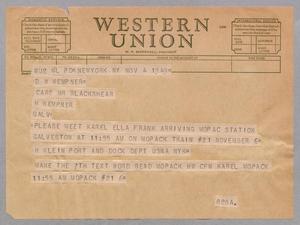 [Telegram to Daniel W. Kempner, November 4, 1949]
