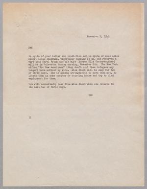 [Letter from Isaac H. Kempner to Daniel W. Kempner, November 5, 1949]