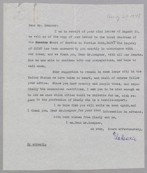 [Letter from Ela Marie Oesterreicherrova to D. W. Kempner, August 20, 1949]