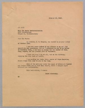 Primary view of object titled '[Letter from Daniel W. Kempner to Miss Ela Marie Oesterreicherova, October 15, 1948]'.