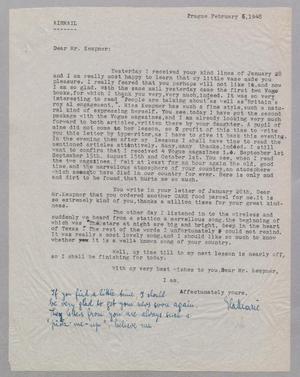 [Letter from Ela Marie Oesterreicherrova to D. W. Kempner, February 6, 1948]