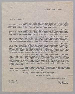 [Letter from Ela Marie Oesterreicherrova to D. W. Kempner, January 4, 1948]