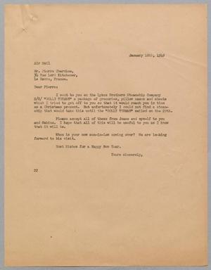 [Letter from Daniel W. Kempner to Pierre Chardine, January 10, 1949]