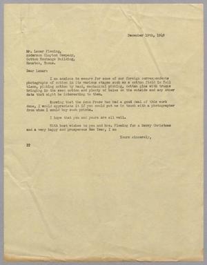 [Letter from Daniel W. Kempner to Lamar Fleming, December 19, 1949]