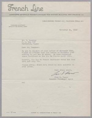 [Letter from Jean E. Vesco to Mr. H. Kempner, November 21, 1949]
