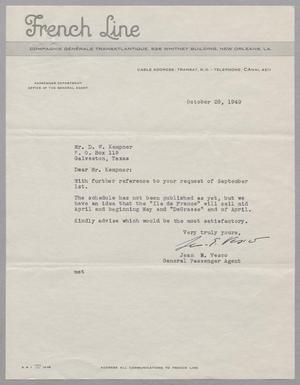 [Letter from Vesco, Jean E. to Daniel W. Kempner, October 28, 1949]
