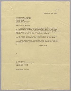[Letter from Daniel W. Kempner to Capitan Robert Estachy, September 1, 1949]