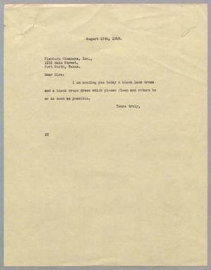 [Letter from Daniel W. Kempner to Fishburn Cleaners, Inc., August 18, 1949]