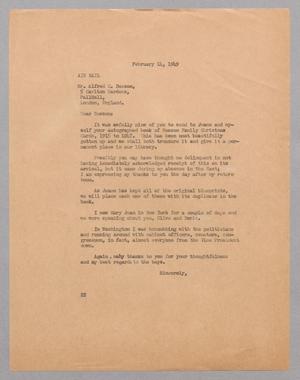 [Letter from D. W. Kempner to Alfred C. Bossom, February 14, 1949]