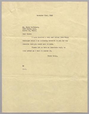[Letter from Daniel W. Kempner to Henry B. Stensel, November 21, 1949]