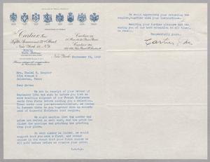 Primary view of object titled '[Letter from Cartier, Inc. to Jeane Bertig Kempner, September 22, 1949]'.