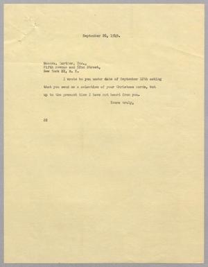 [Memorandum from Daniel W. Kempner, September 26, 1949]