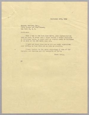 [Memorandum from Daniel W. Kempner, September 12, 1949]