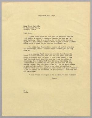 [Letter from Daniel W. Kempner to J. J. Carroll, September 6, 1949]