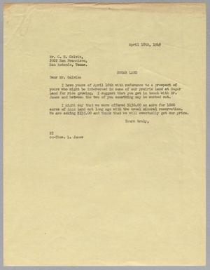 [Letter from Daniel W. Kempner to C. H. Colvin, April 18, 1949]