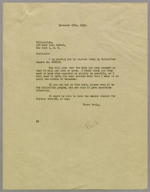 [Letter from Daniel W. Kempner to Willoughbys, November 29, 1949]