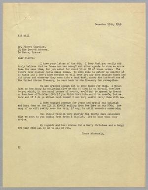 [Letter from D. W. Kempner to Pierre Chardine, December 15, 1949]