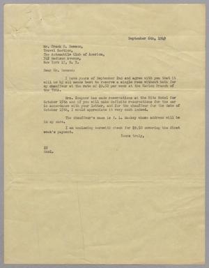 [Letter from Daniel W. Kempner to Frank E. Dawson, September 6, 1949]