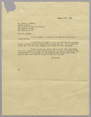 [Letter From Daniel W. Kempner to Frank E. Dawson, August 30, 1949]