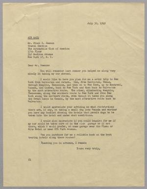 [Letter from D. W. Kempner to Frank E. Dawson, July 30, 1949]