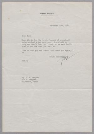[Letter to Daniel W. Kempner, December 27, 1949]