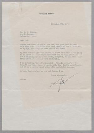 [Letter from Joseph R. Bertig to D. W. Kempner, December 7, 1949]