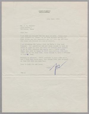 [Letter from Joseph R. Bertig to Daniel W. Kempner, July 21, 1949]