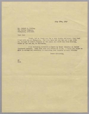 [Letter from Daniel W. Kempner to Joseph R. Bertig, July 18, 1949]