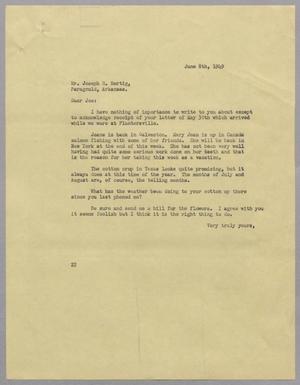 [Letter from D. W. Kempner to Joseph R. Bertig, June 8, 1949]