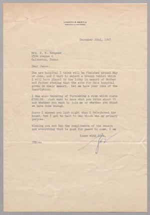 [Letter from Joseph R. Bertig to Jeane B. Kempner, December 22, 1948]