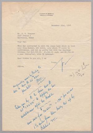 [Letter from Joseph R. Bertig to D. W. Kempner, December 22, 1948}