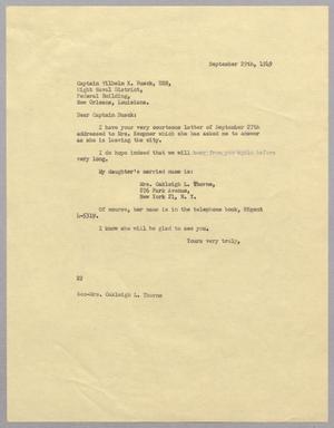 [Letter from D. W. Kempner to Vilhelm K. Busck, September 29, 1949]