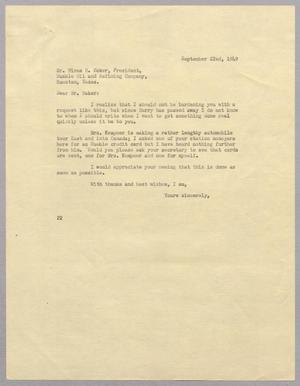[Letter from Daniel W. Kempner to Hines H. Baker, September 22, 1949]