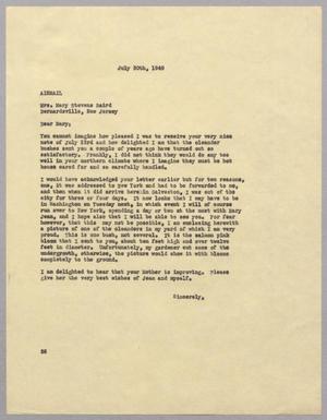 [Letter from Jeane Bertig Kempner to Mary Stevens Baird, July 30, 1949]