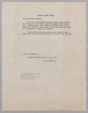 [Letter from D. W. Kempner to Anita Baraibar, February 18, 1949]