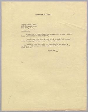 [Letter from Daniel W. Kempner Duncan Hines Inc., September 27, 1949]