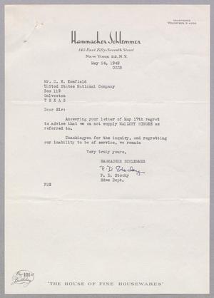 [Letter from P. D. Stocky to D. W. Kenfield, May 24, 1949]