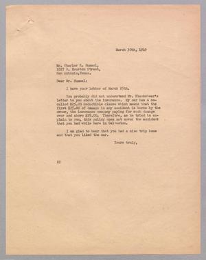 [Letter from Daniel W. Kempner to Charles E. Hummel, March 30, 1949]