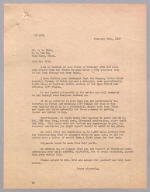 Primary view of object titled '[Letter from D. W. Kempner to E. R. Hill, February 26, 1949]'.