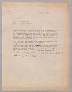 [Letter from Harris L. Kempner to Daniel W. Kempner, February 26, 1949]