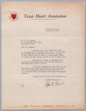 [Letter from Texas Heart Association to Mr. D. W. Kempner, February 14, 1949]